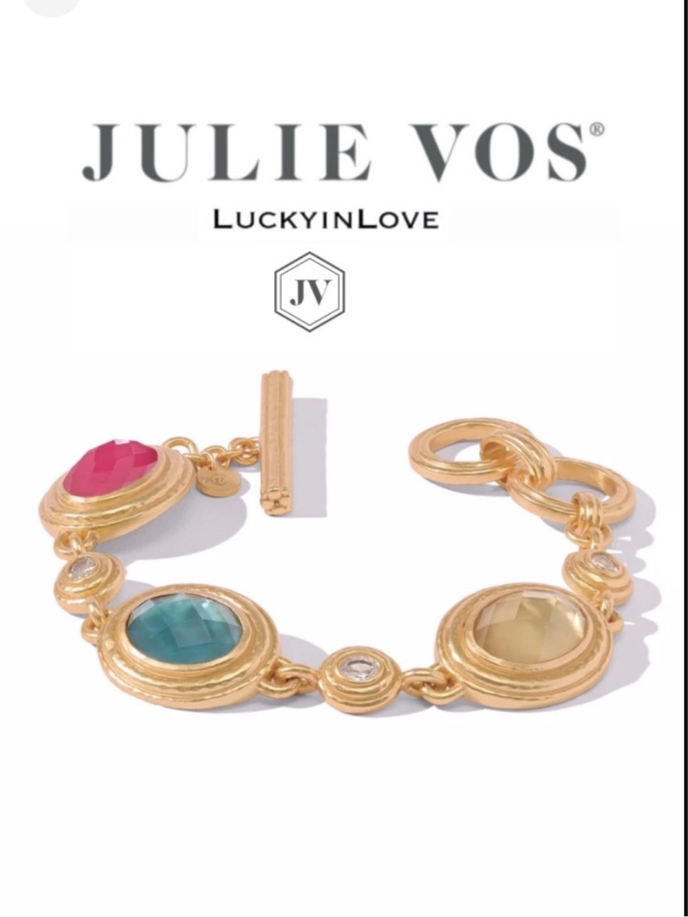 JULIE VOS® Tudor Large, Trillion cut stone gemstone Crystal Burnished Bracelet